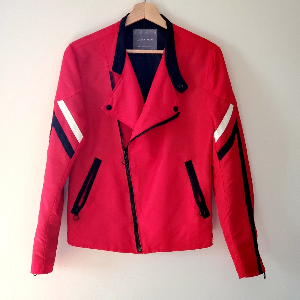 ZARA Moto Sport Jacket Red